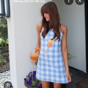 NWT Skies Are Blue Light Blue Gingham Halter Mini Dress